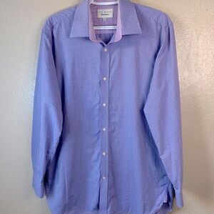 Ted Baker Endurance Fit Business Casual Pinstripe Button Down Shirt Size 16